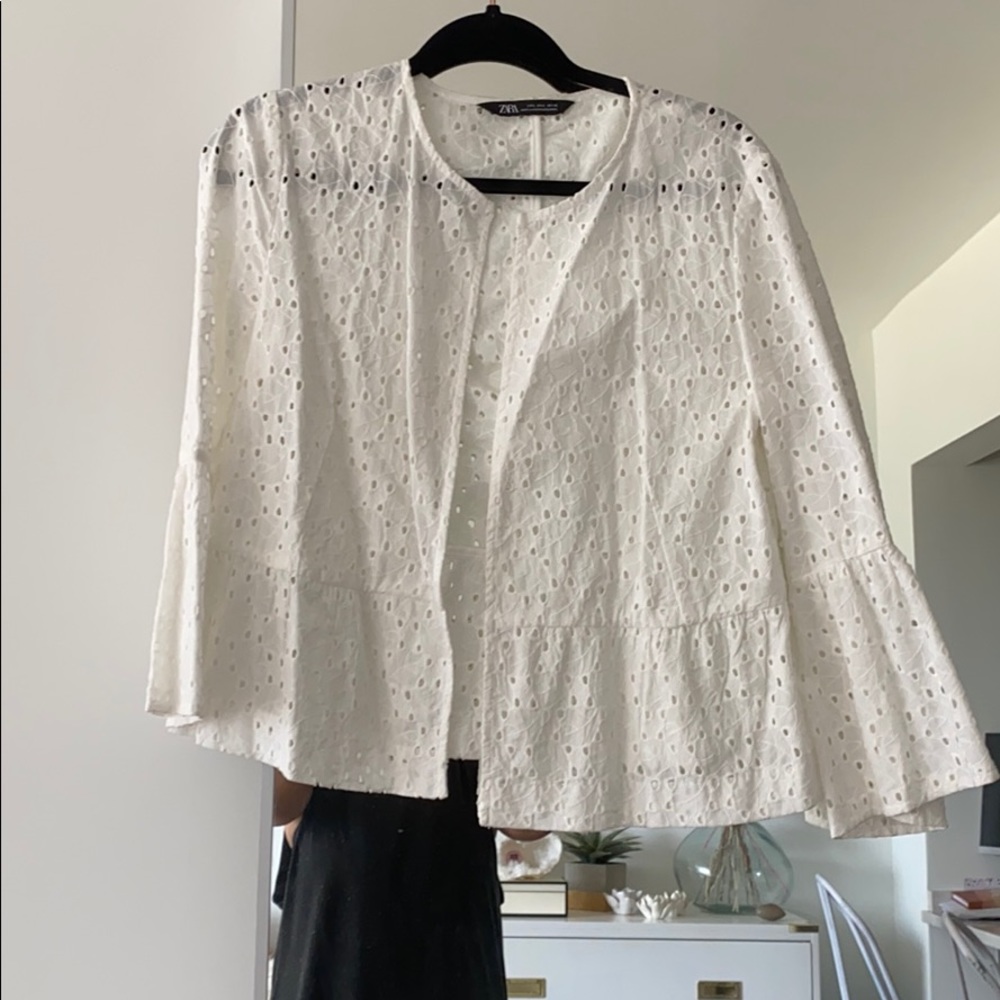 Zara White Eyelet Cardi